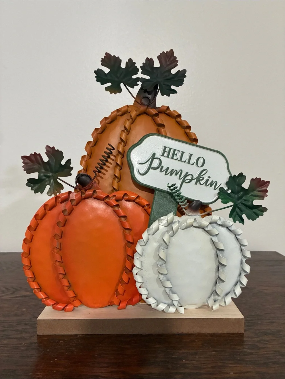 Fall Pumpkin Trio Table Decor - Orange & White